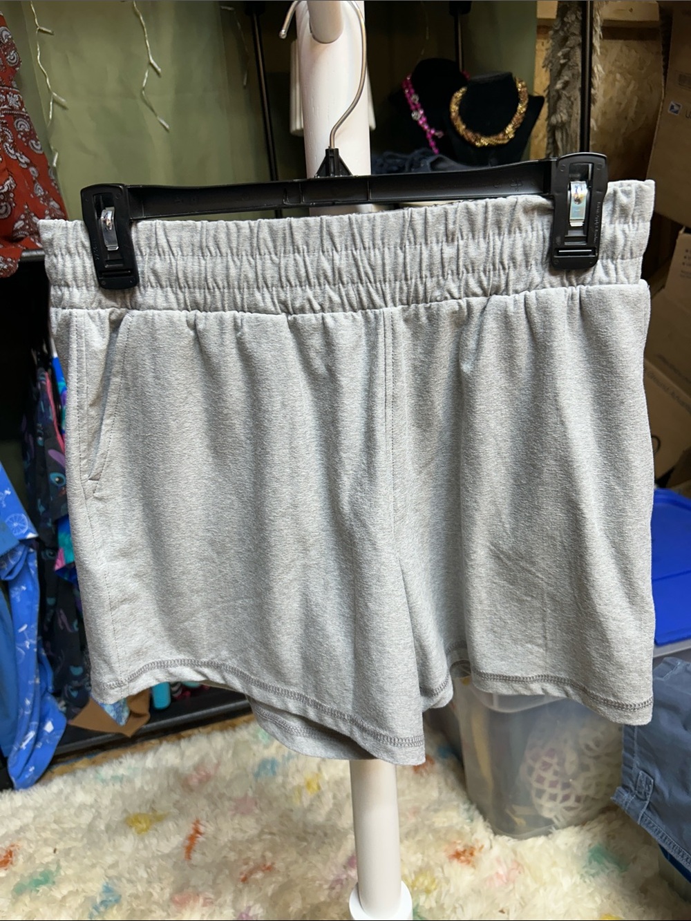 Athletic Works Light Gray Elastic Waist Shorts Size S